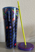 Starbucks Floral & Leaves Purple Plastic Tropical Cold Cup 24Oz by Vanessa Jane