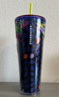 Starbucks Floral & Leaves Purple Plastic Tropical Cold Cup 24Oz by Vanessa Jane