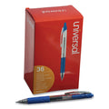 Universal Comfort Grip Gel Pen, Retractable, Medium 0.7 mm, Blue Ink, Clear/Blue Barrel, 36/Pack