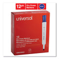 Universal Dry Erase Marker, Broad Chisel Tip, Blue, Dozen
