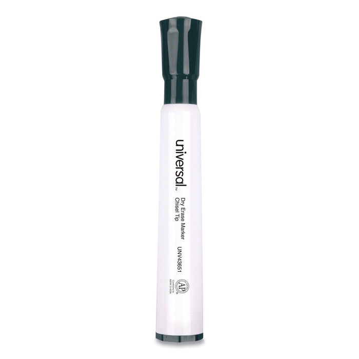 Universal Dry Erase Marker, Broad Chisel Tip, Black, Dozen