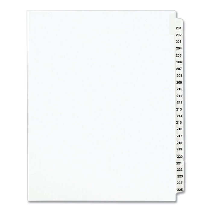 Avery Preprinted Legal Exhibit Side Tab Index Dividers, Avery Style, 25-Tab, 201 to 225, 11 x 8.5, White, 1 Set, (1338)