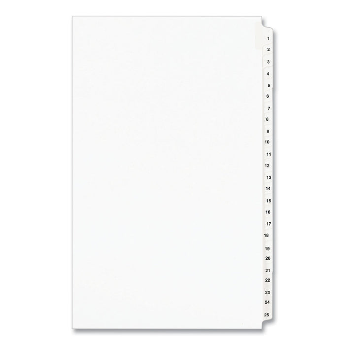 Avery Preprinted Legal Exhibit Side Tab Index Dividers, Avery Style, 25-Tab, 1 to 25, 14 x 8.5, White, 1 Set, (1430)