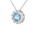 Silver Natural Cushion Shaped Blue Topaz Earrings & Necklace Jewelry Sets by Fine Color Jewels