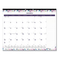 Blueline Passion Monthly Deskpad Calendar, Floral Artwork, 22 x 17, White/Multicolor Sheets, Black Binding, 12-Month (Jan-Dec): 2023