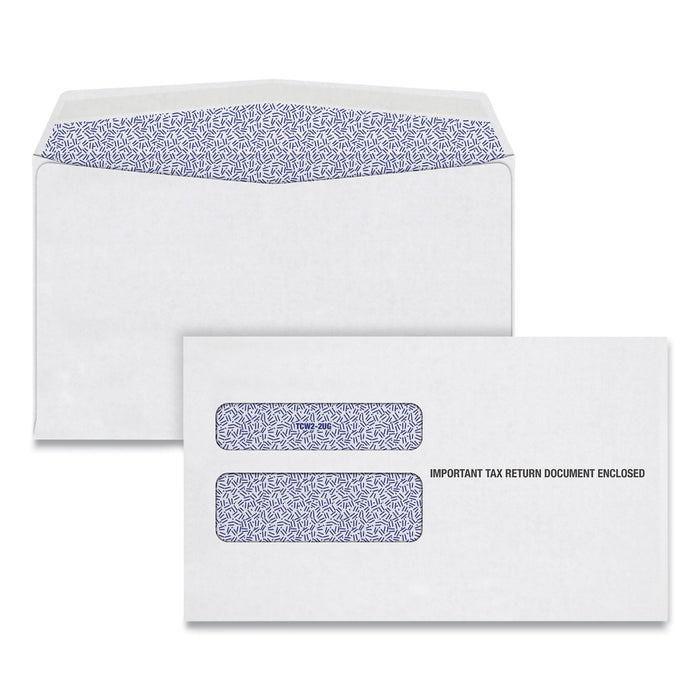 TOPS W-2 Laser Double Window Envelope, Commercial Flap, Gummed Closure, 5.63 x 9, White, 24/Pack