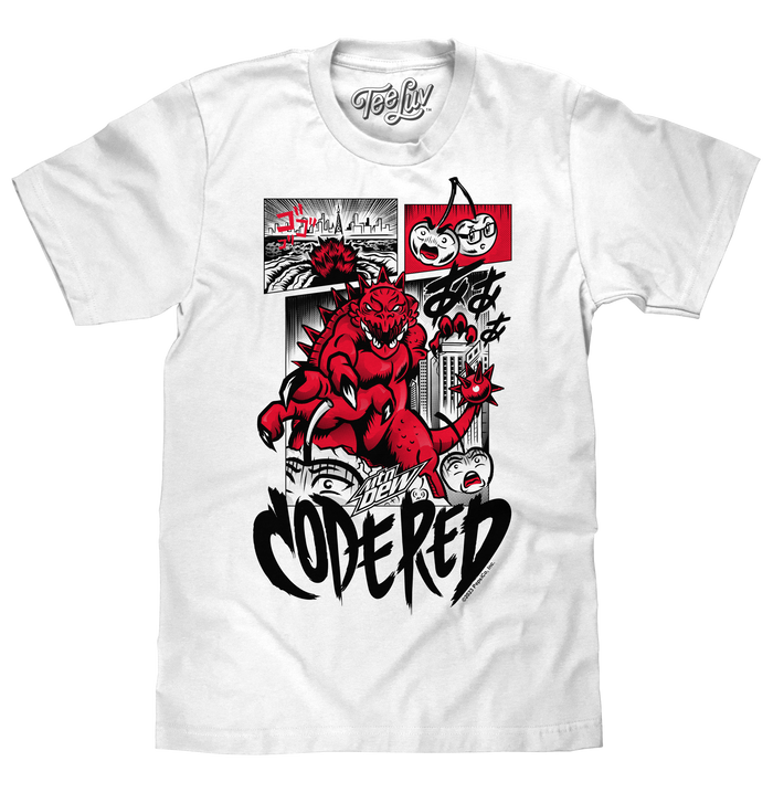 Mtn Dew Code Red Comic Book T-Shirt - White by Tee Luv