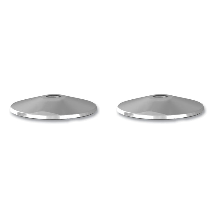 Tatco Adjusta-Tape Crowd Control Stanchion Base Only, Polished Aluminum, 14" Diameter, Silver, 2/Box