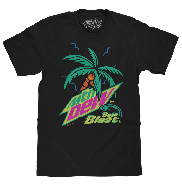 Mtn Dew Baja Blast Palm Tree T-Shirt - Black by Tee Luv