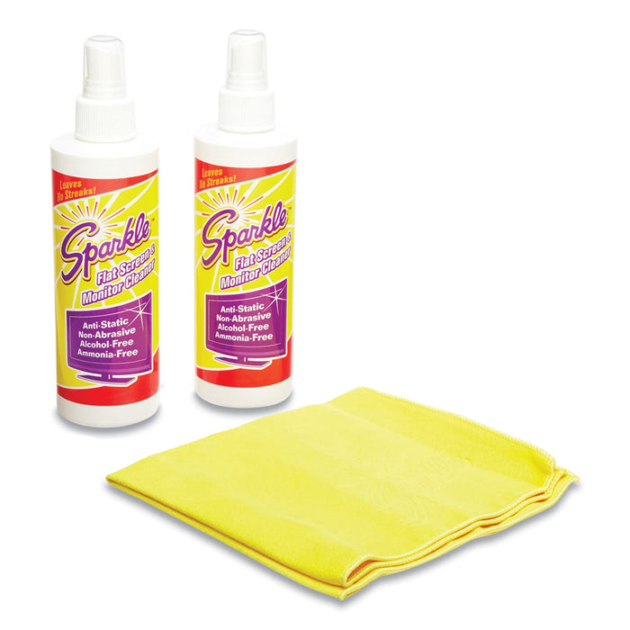 Sparkle Flat Screen and Monitor Cleaner, Pleasant Scent, 8 oz Bottle, 2/Pack