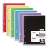 Mead Spiral Notebook, 3-Hole Punched, 1 Subject, Wide/Legal Rule, Randomly Assorted Covers, 10.5 x 7.5, 70 Sheets