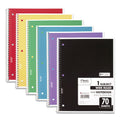 Mead Spiral Notebook, 3-Hole Punched, 1 Subject, Wide/Legal Rule, Randomly Assorted Covers, 10.5 x 7.5, 70 Sheets