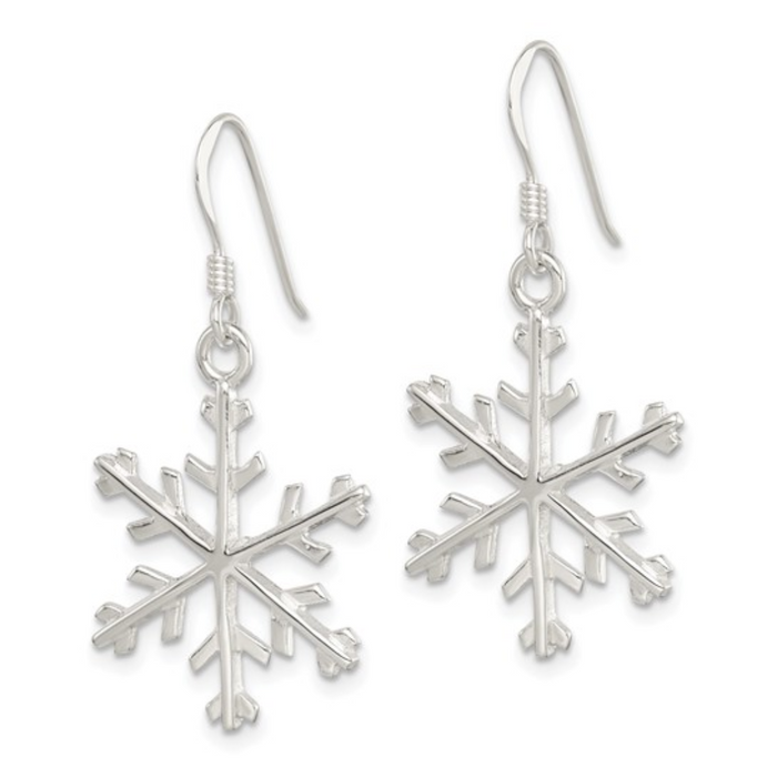 Snowflake Dangle Silver Earrings by Fine Color Jewels