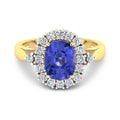 2.02 Ct Cushion Violet Tanzanite & Lab Grown Diamond Prong 14K Gold Halo Ring by Fine Color Jewels