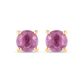 1.30 Ct Round Pink Sapphire Prong 10K Gold Stud Earrings by Fine Color Jewels