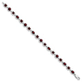 Genuine Red Garnet Sterling Silver Link Bracelets by Fine Color Jewels