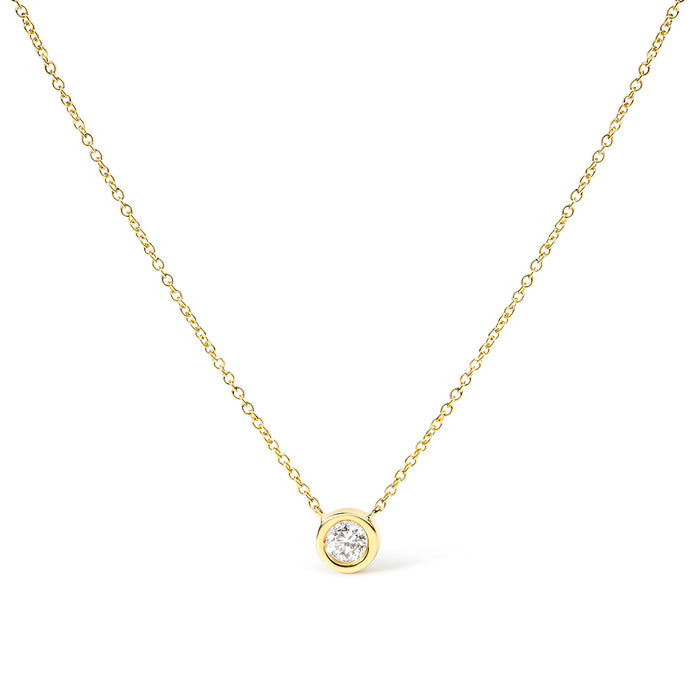 2 Micron 14K Rose Gold Plated Sterling Silver Bezel-Set Diamond Solitaire Pendant Necklace (1/3 cttw, H-I Color, I1-I2 Clarity) by Bids.com