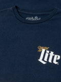 Miller Lite Front/Back/Sleeve Print Long Sleeve T-Shirt - Navy Blue by Tee Luv