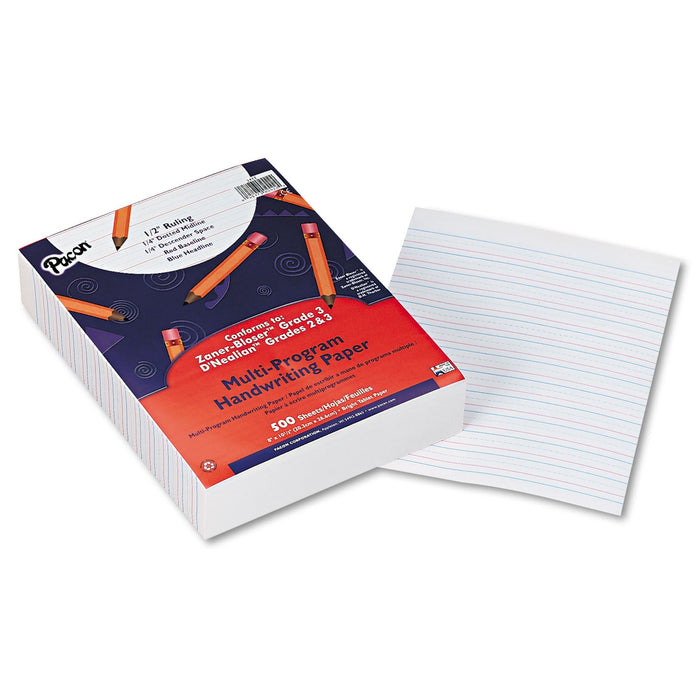 Pacon Multi-Program Handwriting Paper, 16 lb, 1/2" Short Rule, One-Sided, 8 x 10.5, 500/Pack