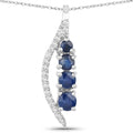 0.40 Carat Genuine Blue Sapphire and White Diamond 14K White Gold Pendant by Bids.com