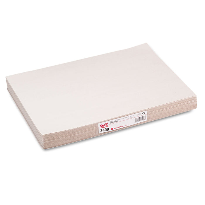 Pacon White Newsprint, 30 lb Newsprint Weight, 12 x 18, White, 500/Pack