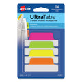 Avery Ultra Tabs Repositionable Tabs, Margin Tabs: 2.5" x 1", 1/5-Cut, Assorted Neon Colors, 24/Pack