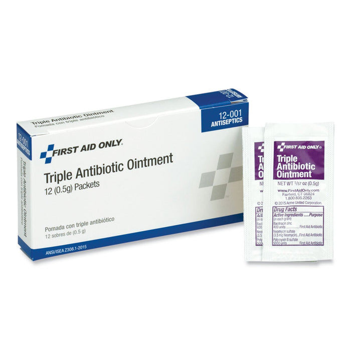 PhysiciansCare First Aid Kit Refill Triple Antibiotic Ointment, Packet, 12/Box