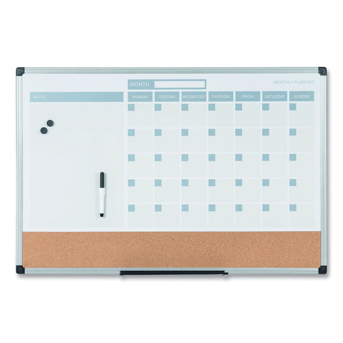 MasterVision 3-in-1 Calendar Planner Dry Erase Board, 24 x 18, Aluminum Frame