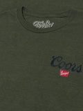 Coors Banquet The Legend Left Chest Front and Back Print T-Shirt - Military Green by Tee Luv
