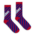 Twizzlers Retro Candy Logo Striped Crew Socks - Red/Blue by Tee Luv