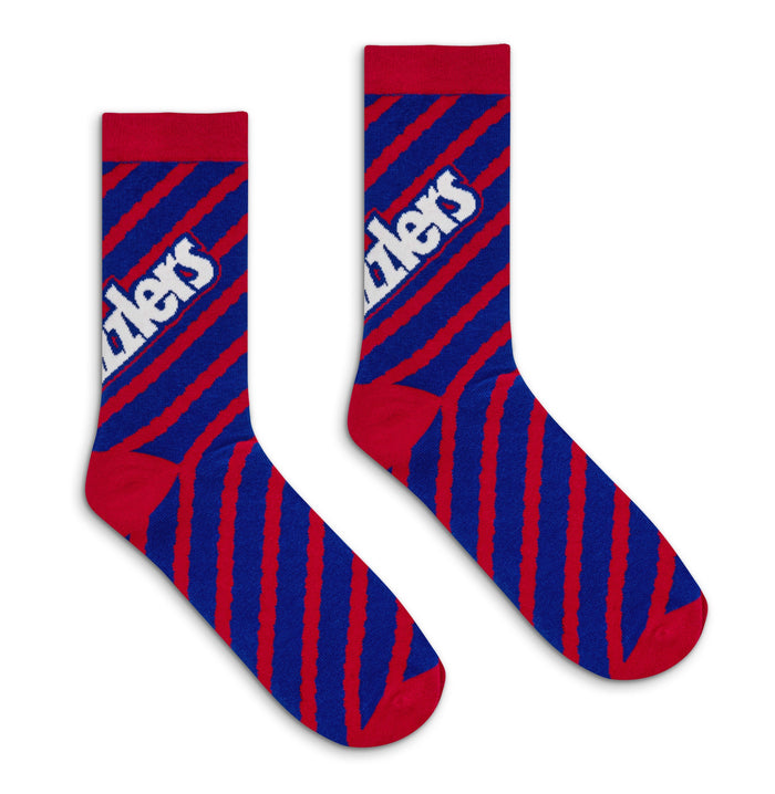 Twizzlers Retro Candy Logo Striped Crew Socks - Red/Blue by Tee Luv