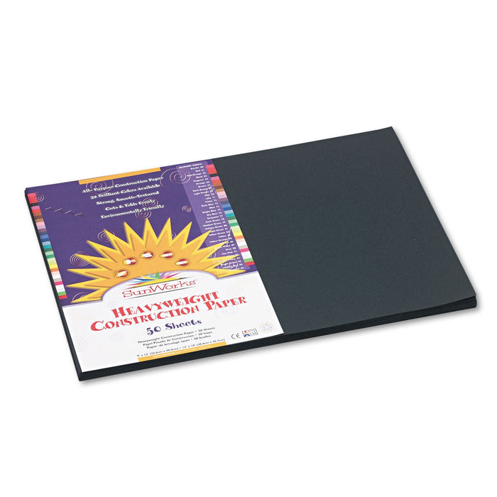 Prang SunWorks Construction Paper, 50 lb Text Weight, 12 x 18, Black, 50/Pack
