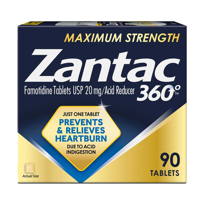 Zantac 360 Max Strength 20mg – 90 Tablets Value Size, Heartburn Relief & Prevention by Pasteur Pharmacy