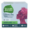 Seventh Generation Chlorine-Free Ultra Thin Pads with Wings, Super Long, 16/Pack, 6 Packs/Carton