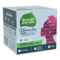 Seventh Generation Chlorine-Free Ultra Thin Pads with Wings, Super Long, 16/Pack, 6 Packs/Carton
