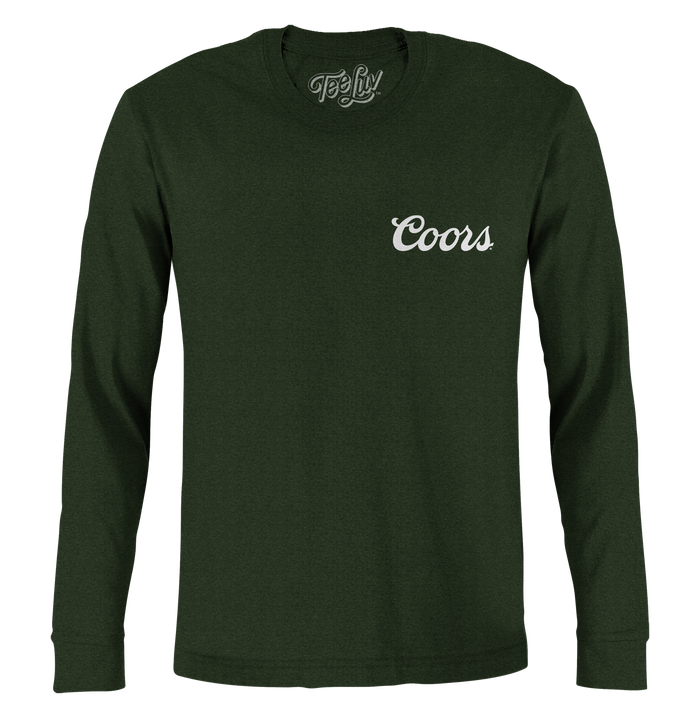 Coors Banquet Double Sided Long Sleeve Beer Logo T-Shirt - Forest Green by Tee Luv