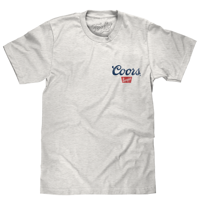 Coors Banquet Beer Front and Back Faded Graphic T-Shirt - Ash Gray by Tee Luv