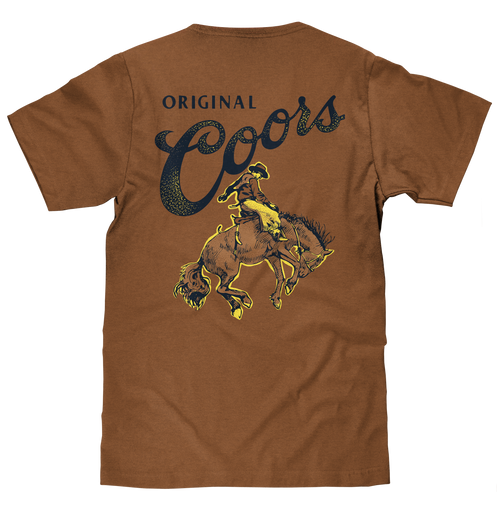 Coors Original Rodeo Cowboy Front/Back T-Shirt - Brown Sugar by Tee Luv