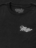 Distressed Miller High Life Logo Front and Back Print T-Shirt - Black by Tee Luv