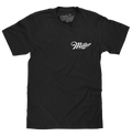 Distressed Miller High Life Logo Front and Back Print T-Shirt - Black by Tee Luv