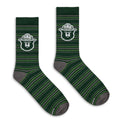 Smokey Bear Animal Mascot Striped Crew Socks - Green/Gray by Tee Luv