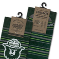 Smokey Bear Animal Mascot Striped Crew Socks - Green/Gray by Tee Luv