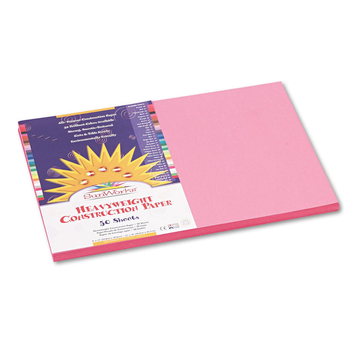 Prang SunWorks Construction Paper, 50 lb Text Weight, 12 x 18, Pink, 50/Pack