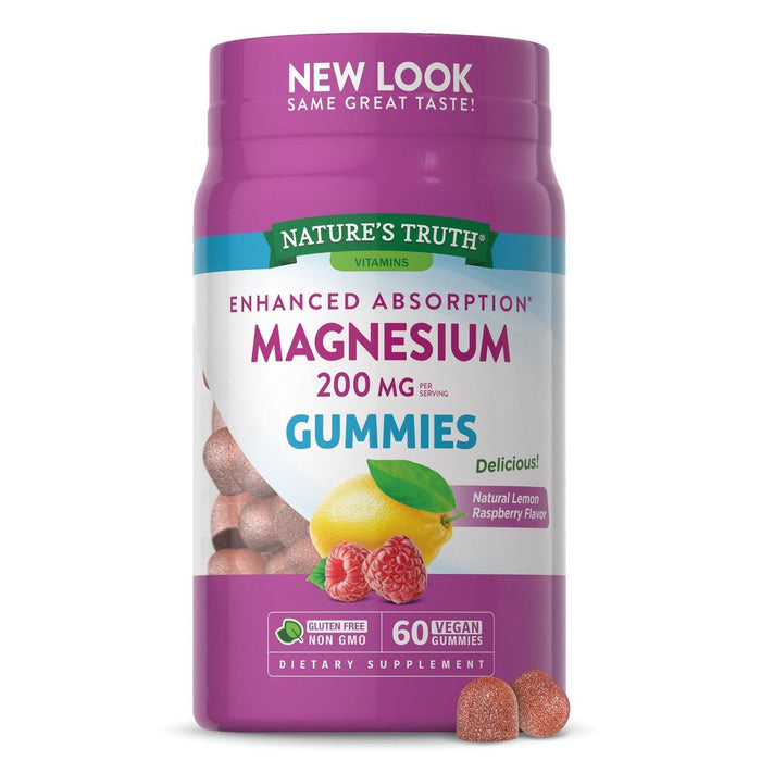 Nature's Truth Enhanced Absorption Magnesium 200 Mg Vegan Gummies, Natural Lemon Raspberry by Pasteur Pharmacy