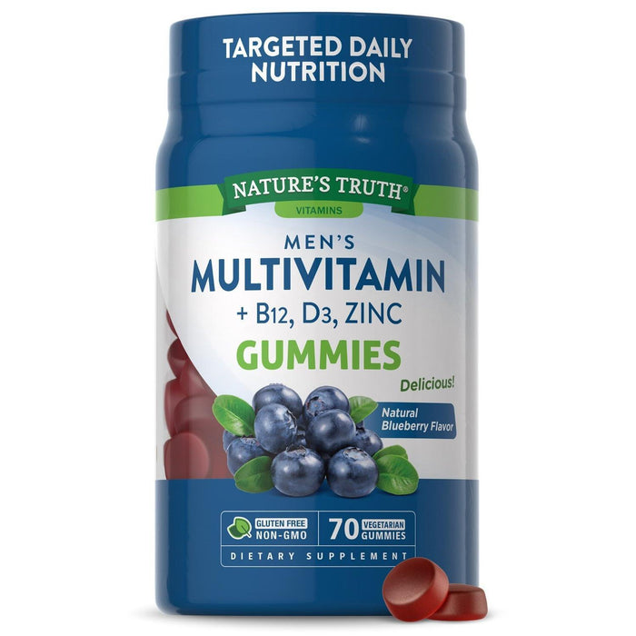 Nature's Truth Men's Multivitamin + B-12, D3, Zinc Vegetarian Gummies - Natural Blueberry Flavor 70ct by Pasteur Pharmacy