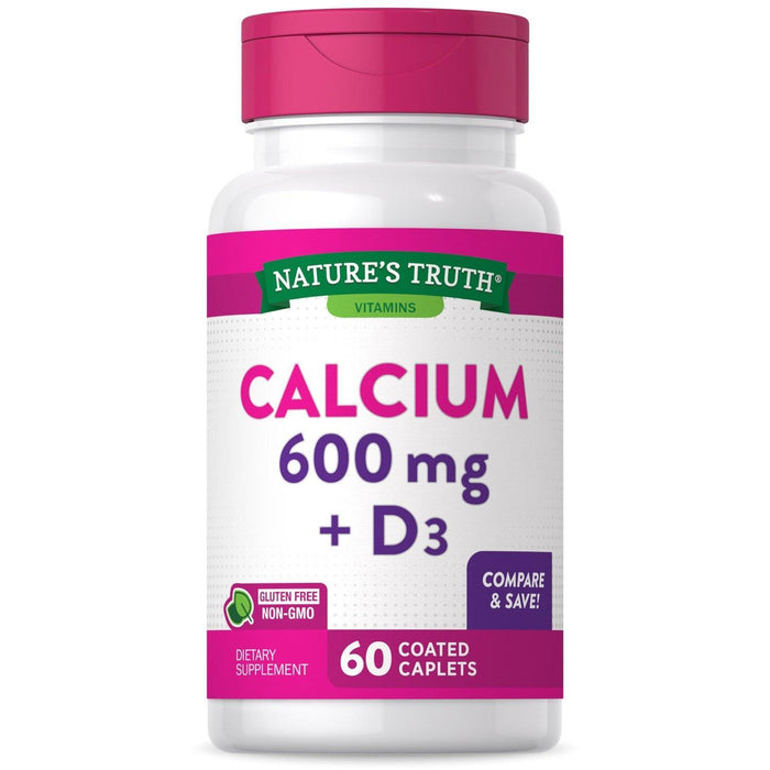 Nature's Truth Calcium Plus Vitamin D3, 600 Mg, 60 Coated Caplets by Pasteur Pharmacy