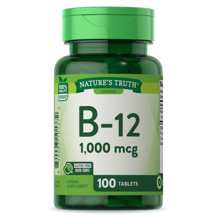 Nature's Truth® Vitamin B-12 1000 mcg – High Potency Energy Support (60-100 Tablets) by Pasteur Pharmacy