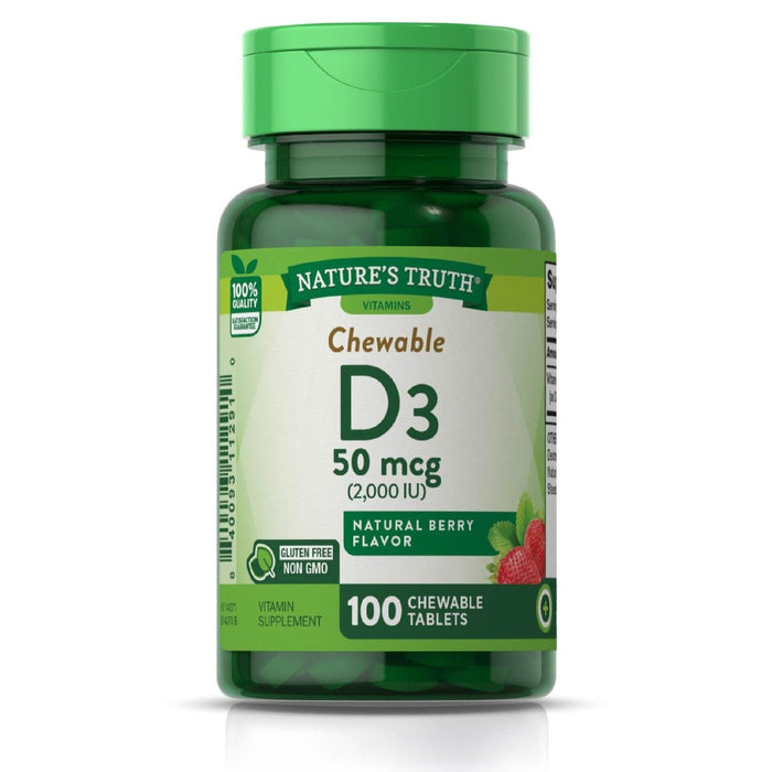 Nature's Truth Vitamins 50 Mcg Berry Flavor Vitamin D3 100 Tablets by Pasteur Pharmacy