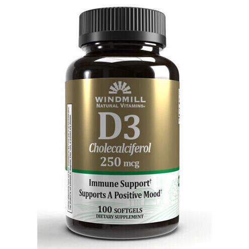 Windmill Vitamin D3 Cholecalciferol 250mcg Softgels 100ct by Pasteur Pharmacy