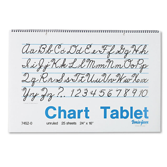 Pacon Chart Tablets, Unruled, 24 x 16, White, 25 Sheets